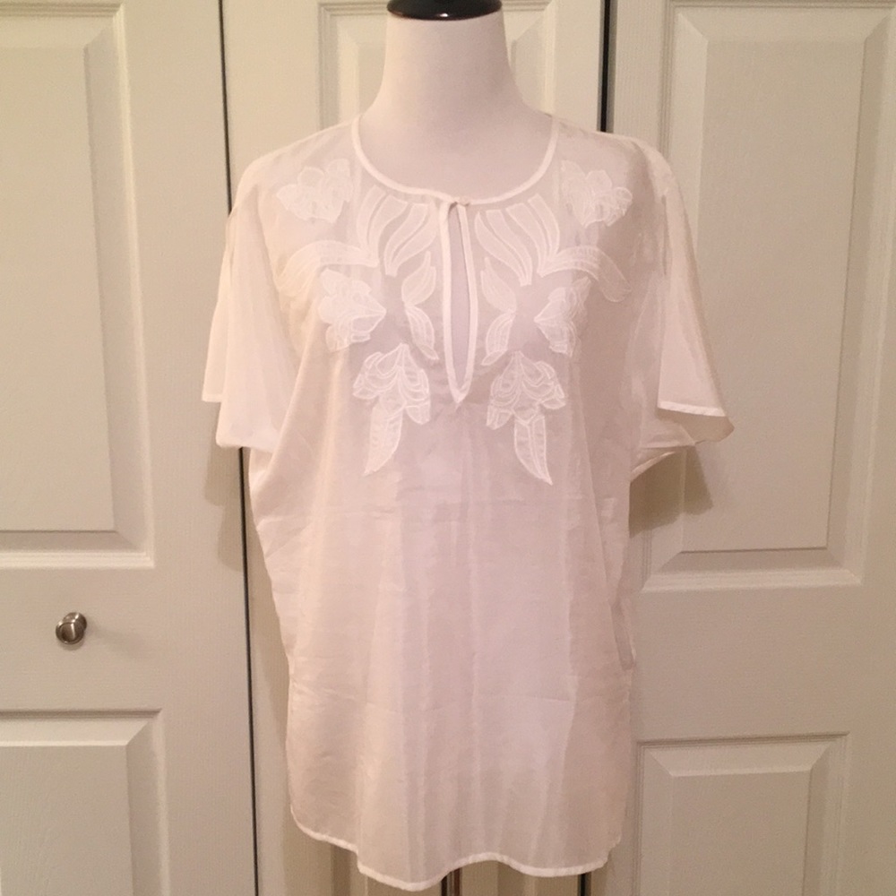 Banana Republic white sheer blouse size S NWT